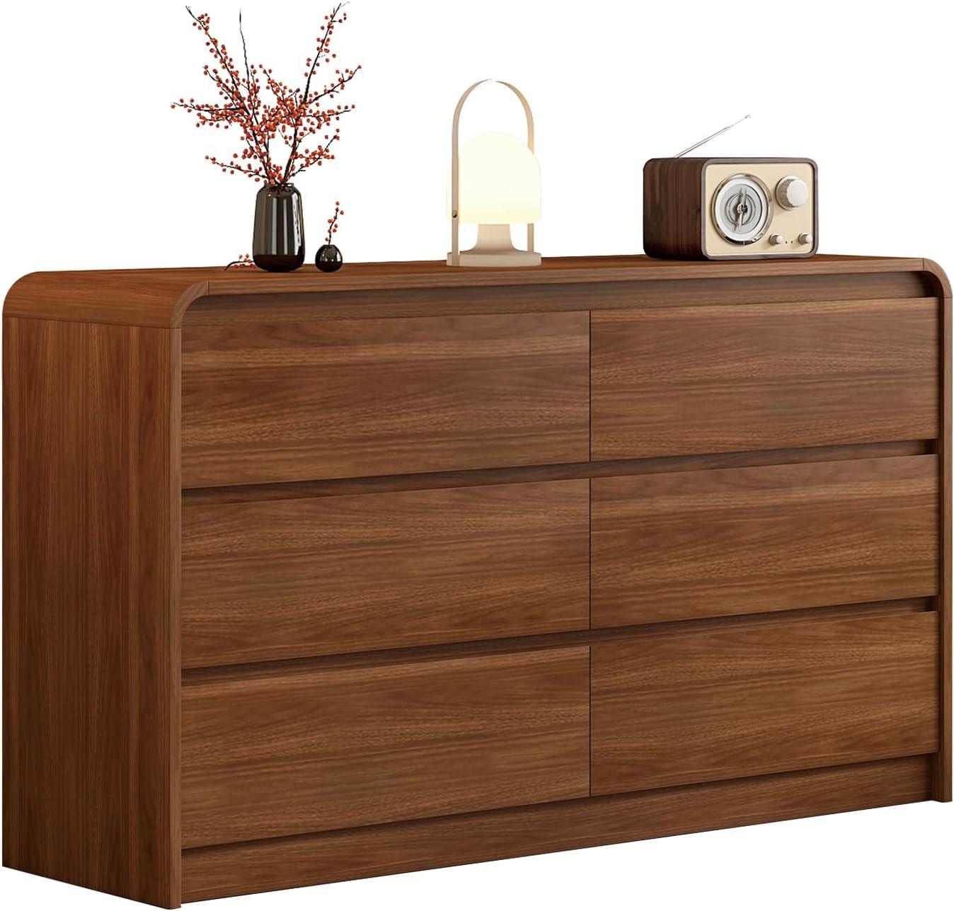 Messenya Curved Walnut Dresser