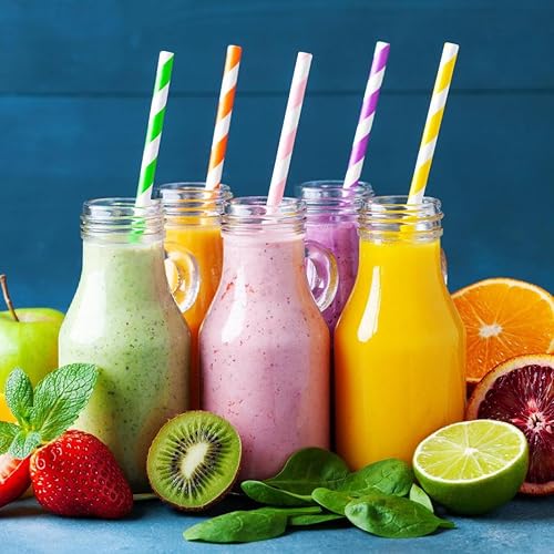 Vista 16 de ALINK 100 pajitas de papel a rayas blancas y negras, biodegradables desechables para Halloween, Navidad, cumpleaños, Año Nuevo, suministros de Rayas