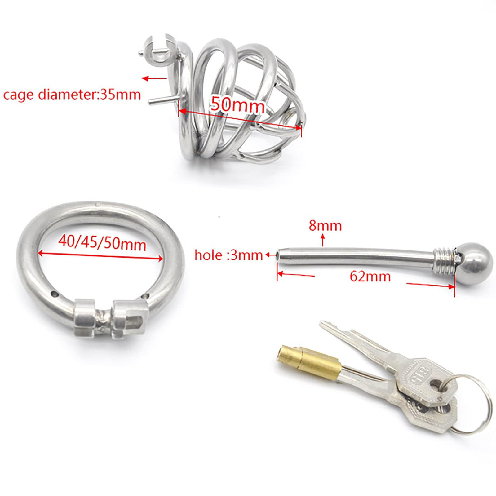 Cintura Di Castità For Uomo In Acciaio Inossidabile Gabbia For Pene Maschile For Con Anello For Regolabile E Dilatatore Uretra