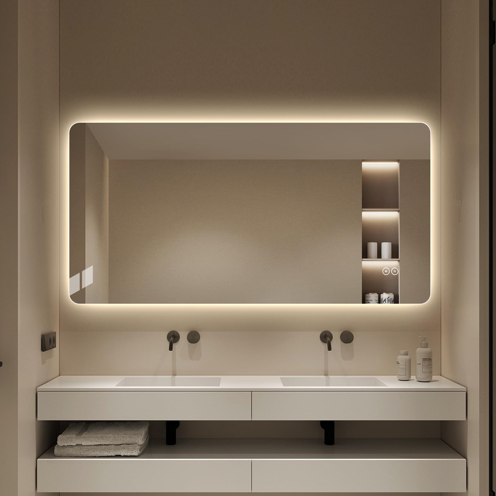 Photo 1 of ***FACTORY SEALED***LAIYA 78.7"L x 39.3"W Rectangular LED Bathroom Mirror with Lights, Frameless Anti-Fog Vanity Mirror, Dimmable Lighted Bathroom Mirror, Wall Mounted HD Silver Mirror, Horizontal/Vertical Installation