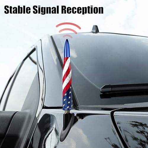 Miniatura 10 de Ajxn 1 antena de bala para automóvil y camión diseño de bandera estadounidense compatible con F150 F250 F350 Super Chevrolet Duty Raptor Dodge Ram