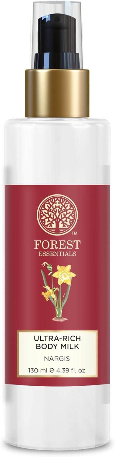 Forest Essentials Ultra-Rich Body Milk Nargis | Natural Moisturizing Body Lotion For Instant Hydration | Ayurvedic Body Moisturizer, Paraben Free| For Women & Men | 130 ml