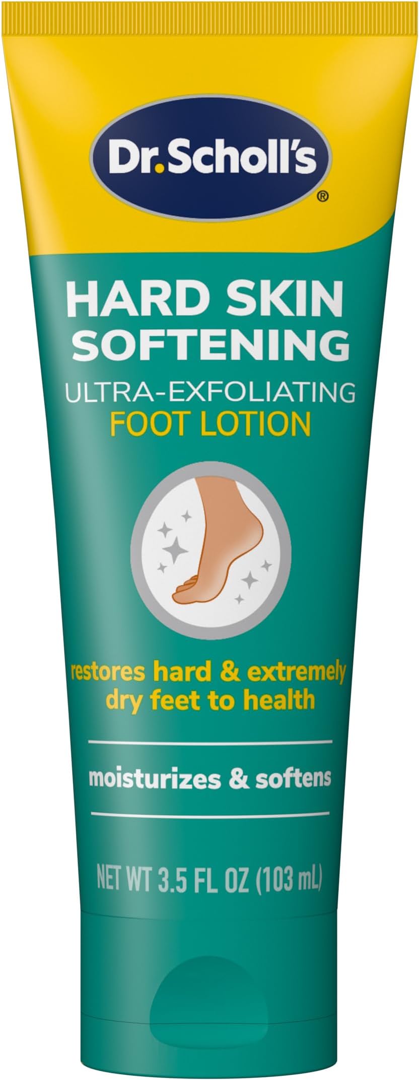 Dr. Scholl's Ultra Exfoliating Foot Lotion Cream With Urea For Dry Cracked Feet Heals And Moisturizes For Healthy Feet, 3.5 Ounce