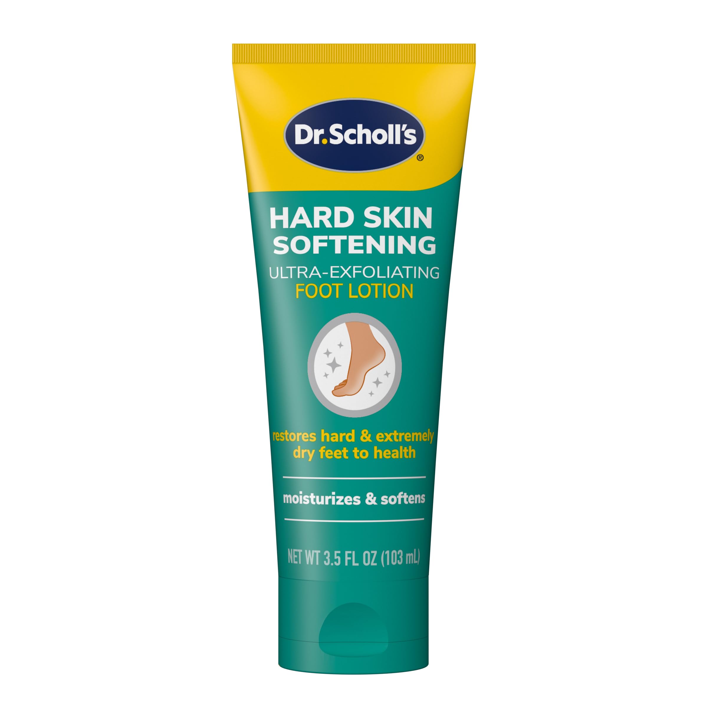 Dr. Scholl's Ultra Exfoliating Foot Lotion Cream With Urea For Dry Cracked Feet Heals And Moisturizes For Healthy Feet, 3.5 Ounce