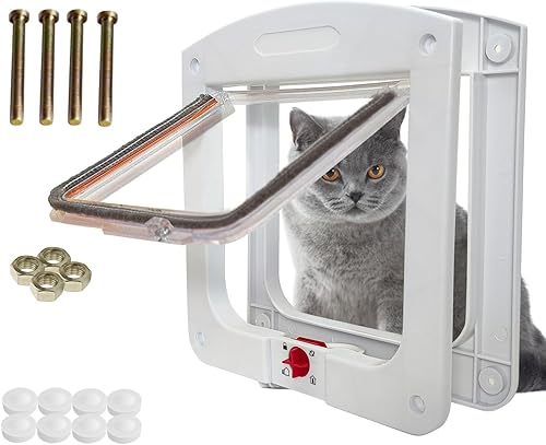 Puerta de gato con cerradura resistente a la intemperie para puertas interiores y exteriores, puerta de gato interior, puerta pequeña para mascotas,