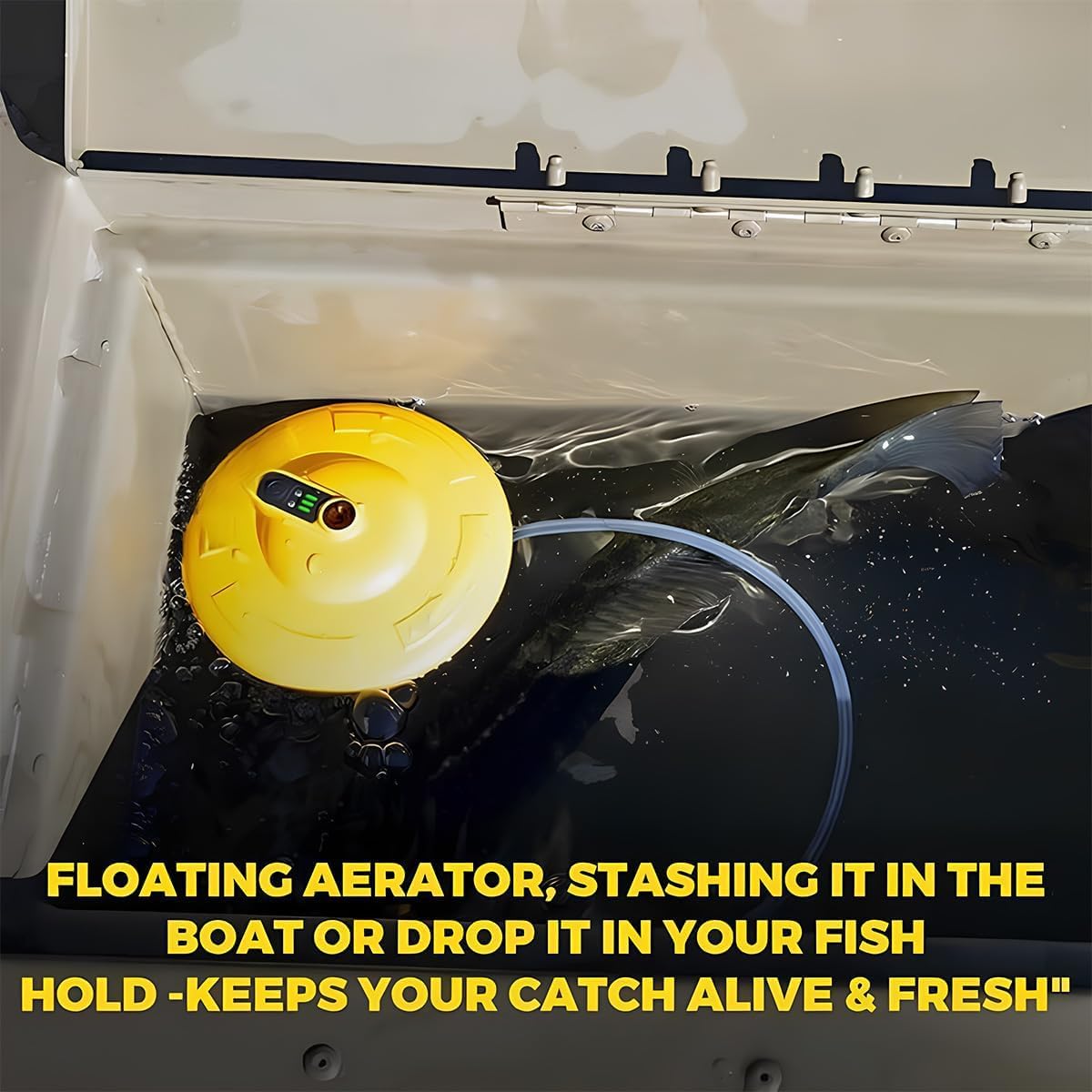 2026 New IPX7 Floating & Rechargeable Bait Bucket Aerator, Portable Channel Aquarium Aerator & Inflator, Ultra-Quiet Bubble Generator for Kayak, Shore & Boat