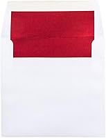Vista 8 de JAM PAPER Sobres de invitación de papel aluminio A2 - 4 3/8 x 5 3/4 - Blanco con rojo - 50