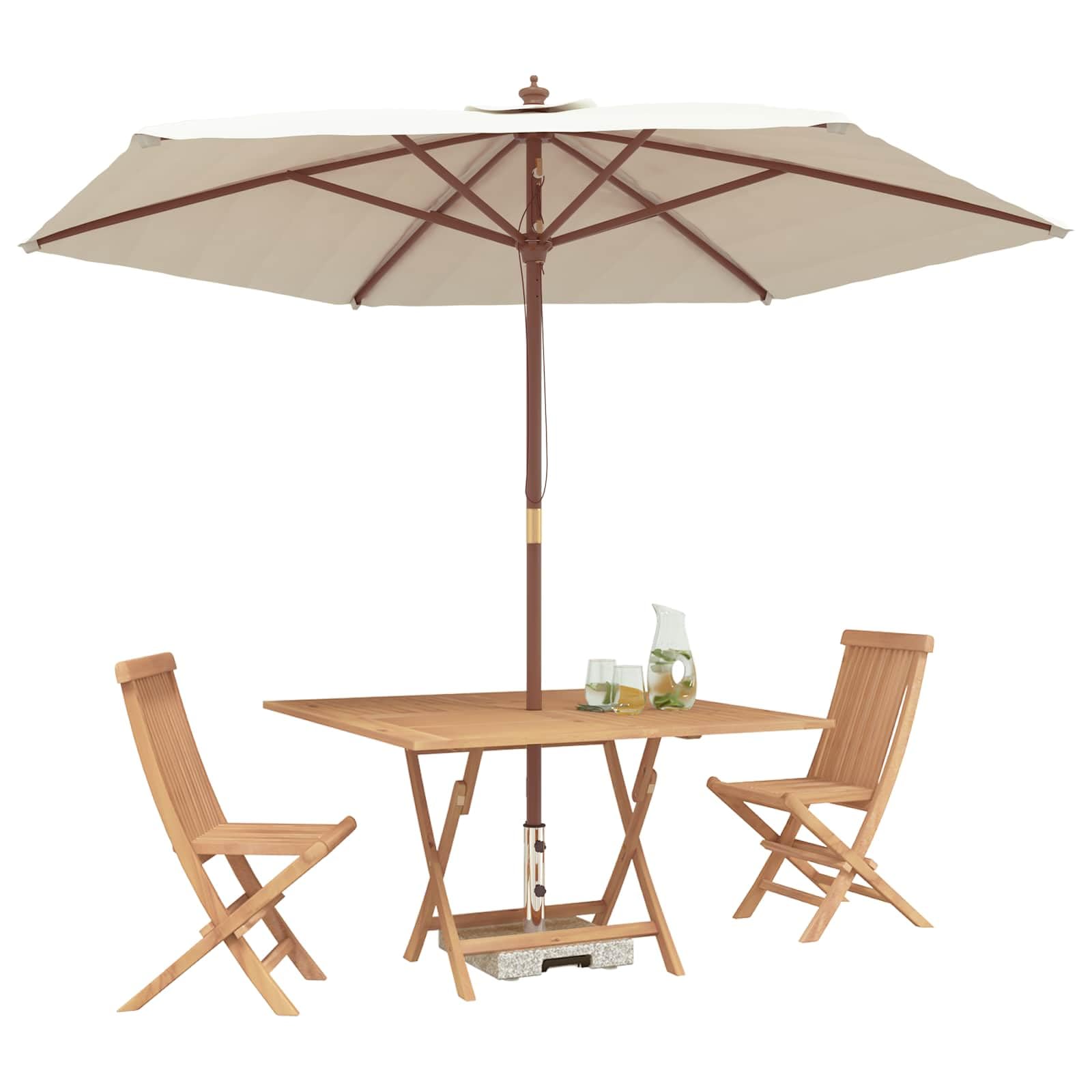 vidaXL Set Bistro da Giardino 3 pz Naturale Legno di teak solido