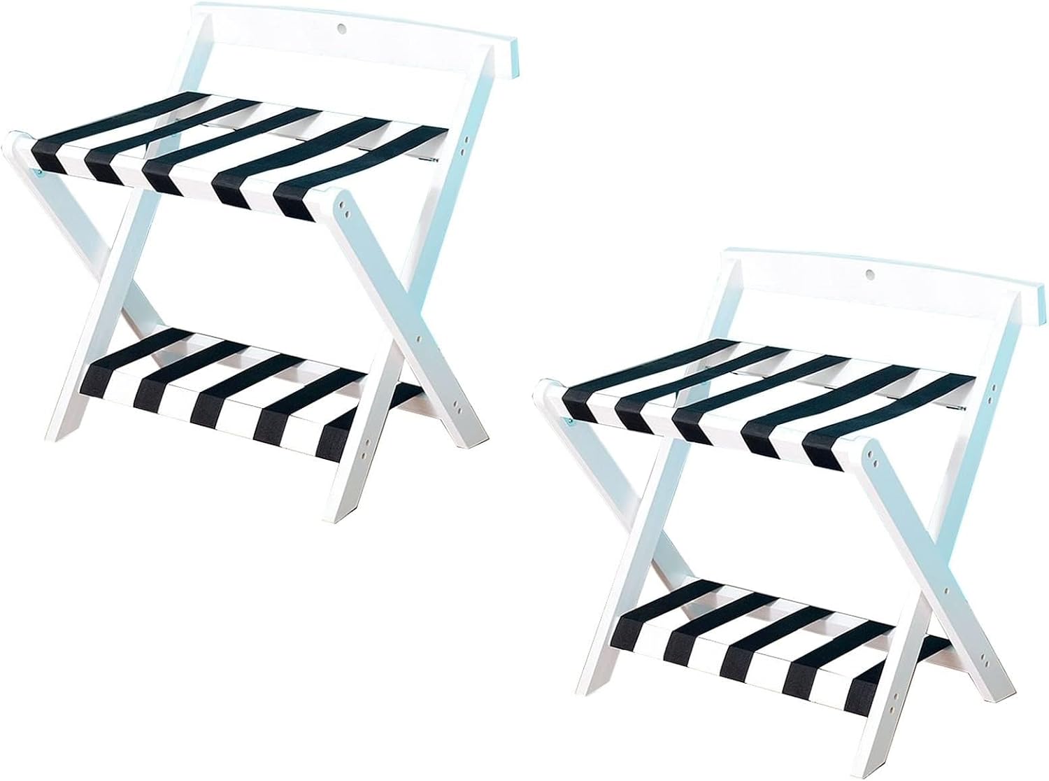 Luggage Rack - Luggage Stands for Suitcases Foldable Home Solid Wooden Foldable Luggage Rack Travel Bag Guest Room Storage Shelf Suitcase Stand with Nylon Strap,White