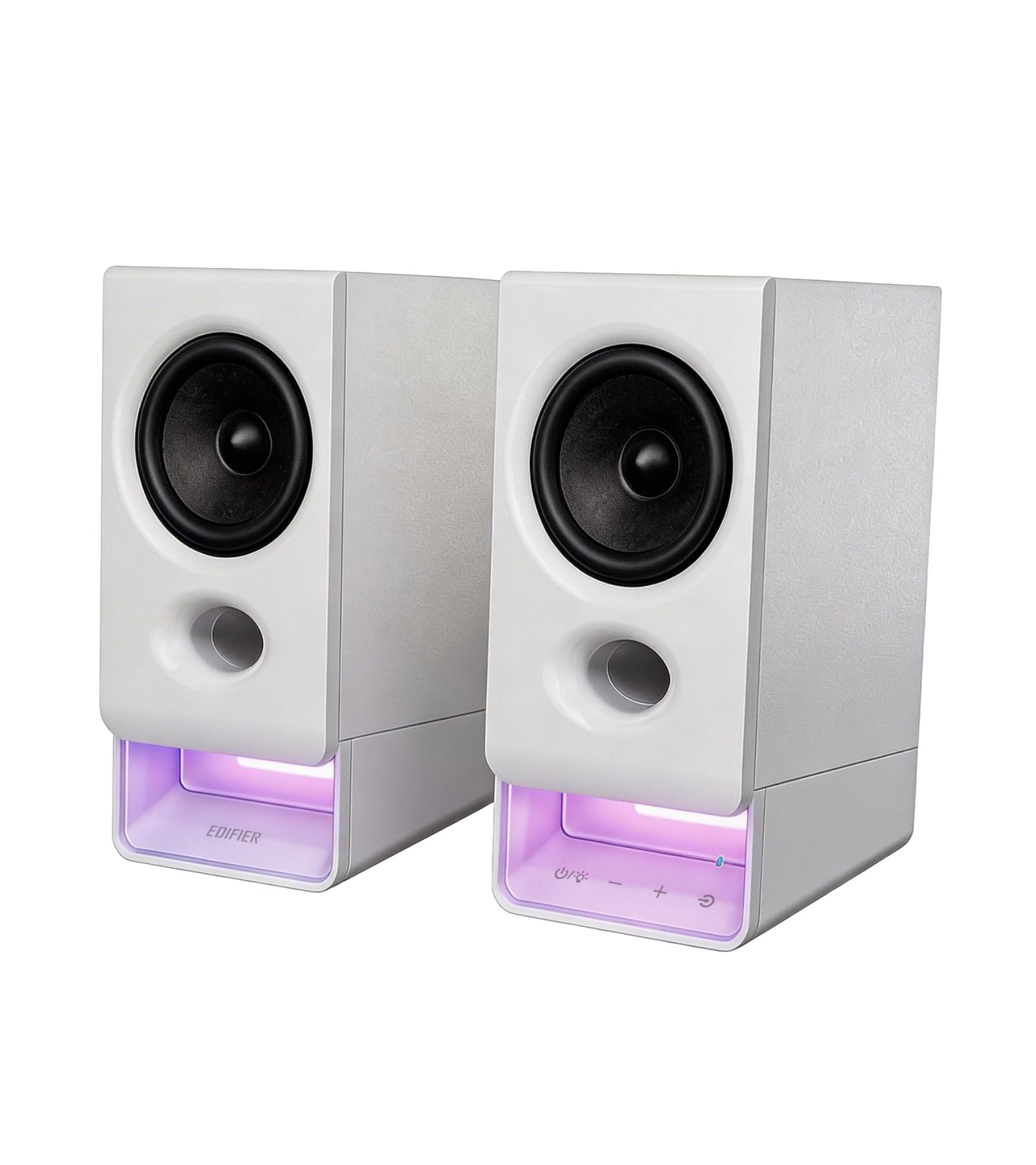 Edifier R20BT głośniki komputerowe USB, sterowniki pełnego zakresu 2,75", Bluetooth 6.0, sterowanie dotykowe, wejście AUX, oświetlenie i profile dźwięku konfigurowalne w aplikacji – Biały