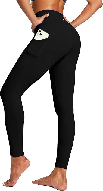 Womens High Waisted 7/8 Yoga Pants, Buttery Soft Tummy Control Workout Leggings with Pockets, Athletic