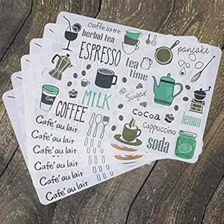 YIRANFANTASY Washable Table Place Mats Set of 6, Heat Insulation Non-slip PVC Plastic Square Placemats for Kitchen and Dinning Room 40 * 28.1cmAfternoon Tea Design