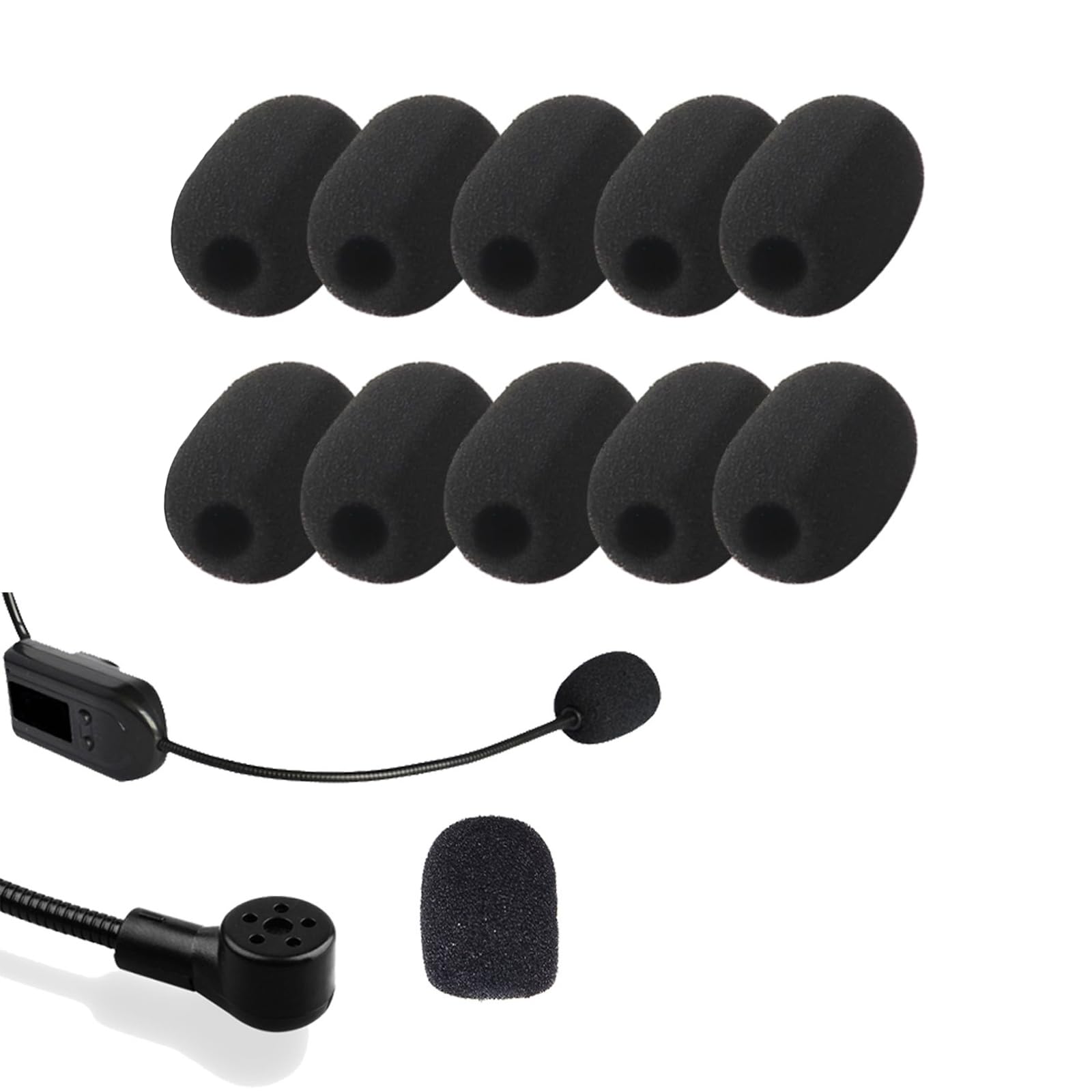 Headset Microphone Foam Covers 10 Pack, Mic Sponge Cover, Approx 30 x 22 mm with 8 mm Inner Hole, Washable Replacement Mic Cover for Portable Voice Amplifier Headset Mics, Black-image-19