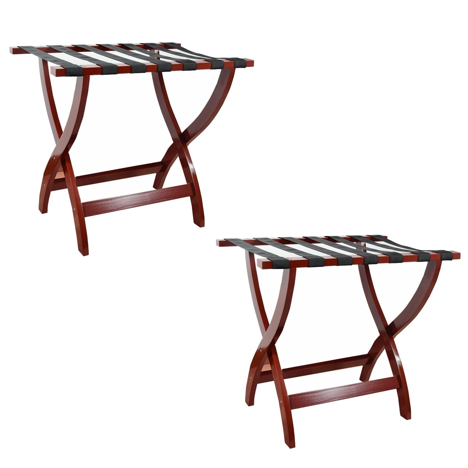 Étagère de rangement pour bagages en bois massif finition rouge vin