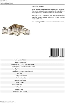 Avonni AV-60230-6E Eskitme Kaplama Modern Avize E27 Metal Kristal 80x40cm