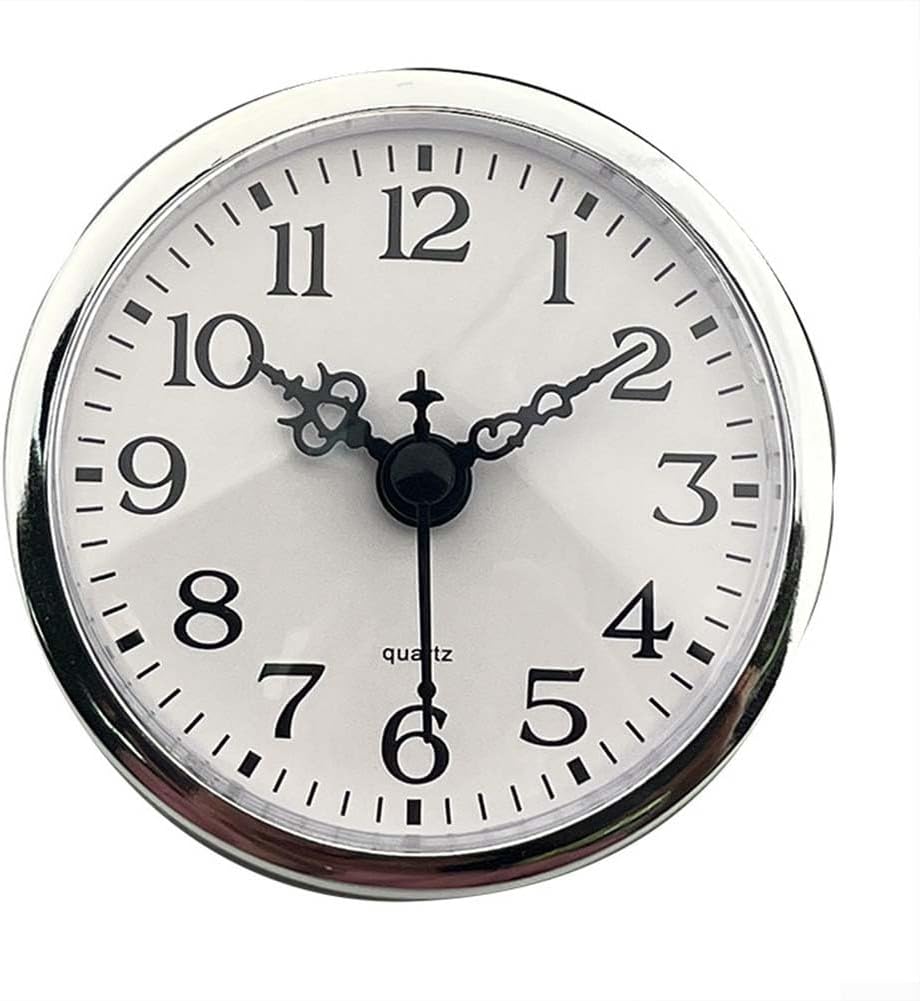 80mm Quartz Clock Movement Insert DIY Wooden, & Wrought Iron Clocks – Silver ABS + Construction, Battery-Powered (AA, Not Included), Precise Timekeeping