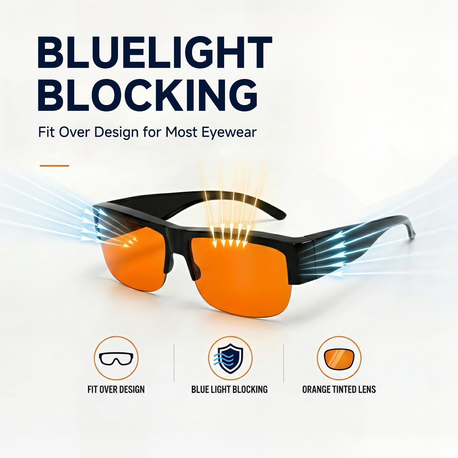 Eyekepper Anti Luz Azul Gafas de Lectura Gafas de ordenador Gafas de seguridad con lente naranja Gafas de protección Media Montura - Negro