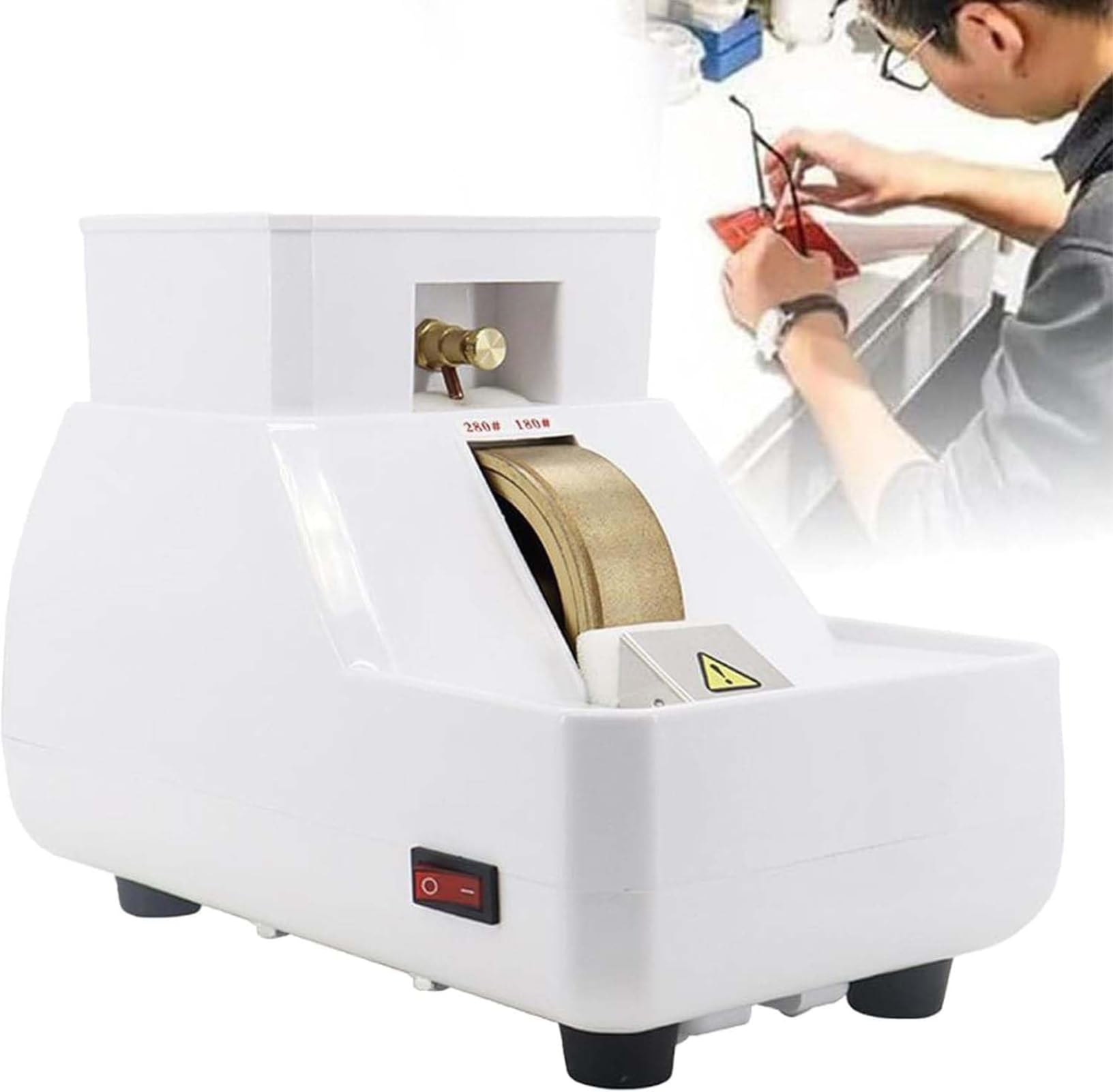 FHRKA Manual Lens Edger Tool, Multi-Functional Diamond Grinding Wheel for Fine and Rough Grinding, Perfect for Optical Lens Shaping