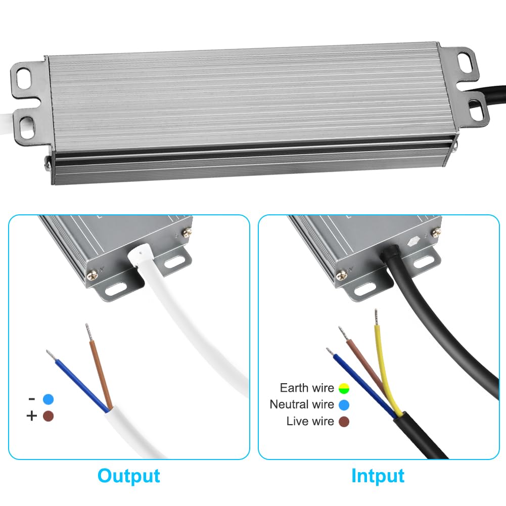 OFFCUP Zasilacz 12 V 36 W 3 A Transformator IP67 Sterownik LED AC 170-250 V do DC 12 V Cienkie transformatory LED stały bez migotania