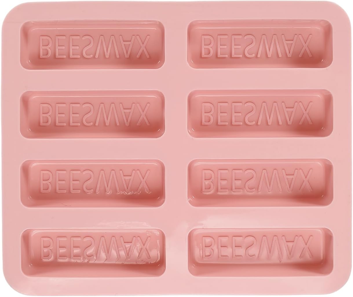 MECCANIXITY Beeswax Candle Mould, 8 Grids Beeswax Bar Mould Makes 8 x 2.8oz Reusable Easy Release Bees Wax Module for Wax Candle Making Butter Candy Chocolate Soap, Pink