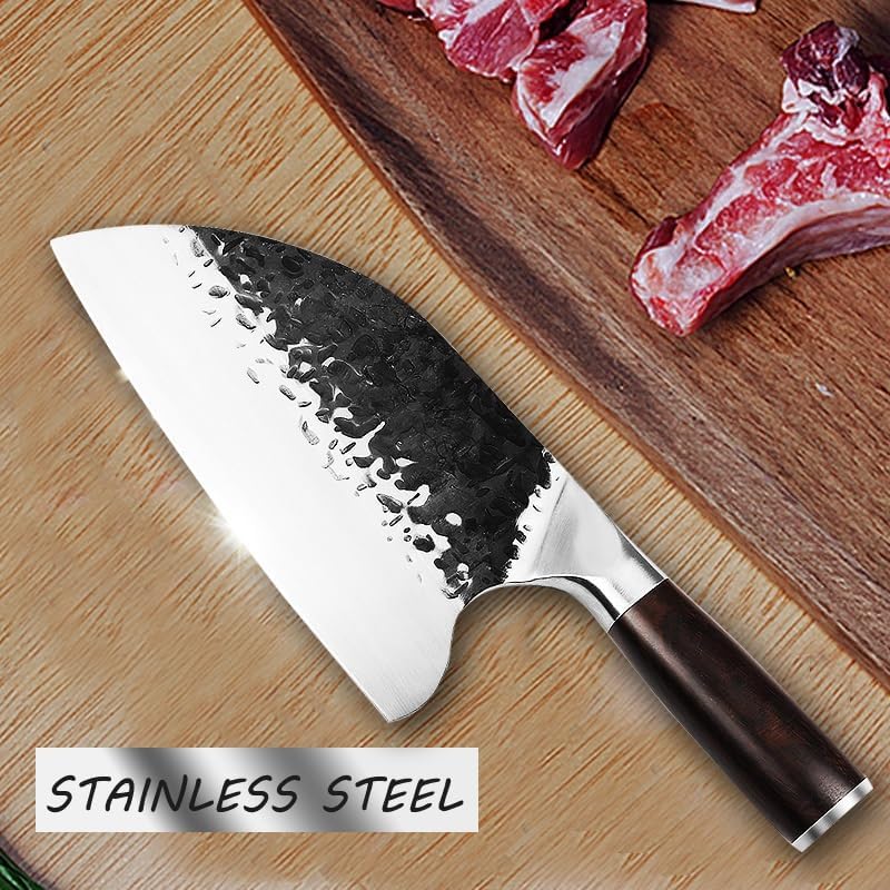 Meat Cleaver,Cleaver Knife Professional 8 inch Kitchen Knife Chef Knives For Meat Cleaver Vegetable Slicer Stainless Steel kitchen cleaver, White, LAMAJIGA5844