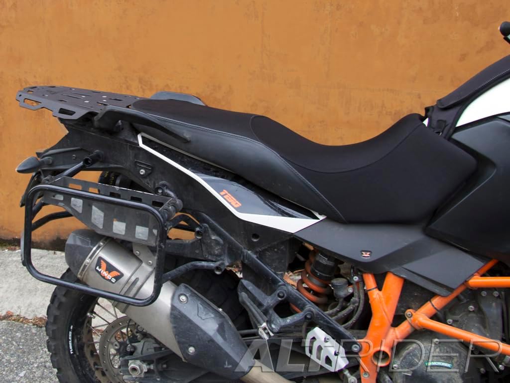 AltRider Motorcycle Luggage Rack Compatible with KTM 1050/1090/1190/1290 (2015-2020) Models - Aluminum Plate with Side Flanges - Zero Snag Design - Supports Multiple Mounting Systems - Black