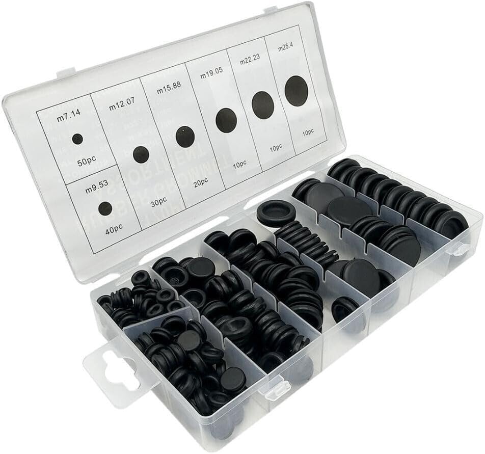 膜付 ラバー グロメット ブッシュ 取付穴径 7mm 9mm 12mm 16mm 20mm 22mm 25mm 7種類 170個 セ