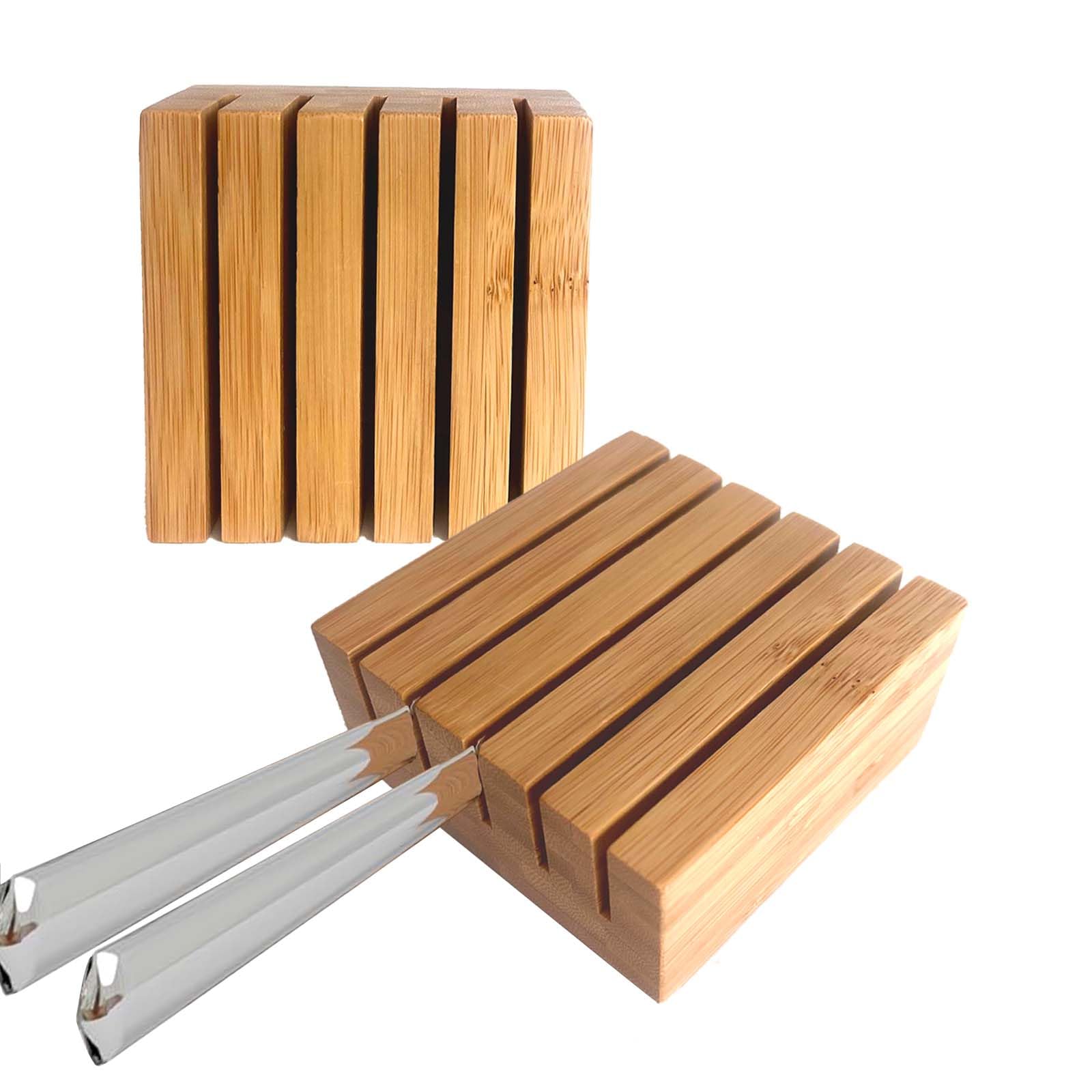 alouweekuky 2 Piece Kitchen Knife Blocks, Bamboo Knife Rack Drawer, Steak Knife Holder, Small Knife Storage Suitable for Cutlery Storage