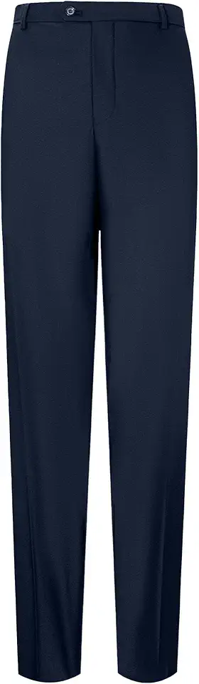 Mens Front Flat Fit Casual Pants Slim Solid Color Skinny Trousers Classic Business Wedding Suit Pant, Dark Blue, 31