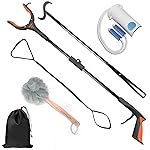Kekoy 7 In 1 Hip Kit, Knee Back Surgery Hip Replacement Recovery Kit With 32 Grabber Reacher Tool,Sock Aid Device for Seniors,Shoe Horn Long Handle & Dressing Stick,Leg Lifter,Bath Sponge,Storage Bag