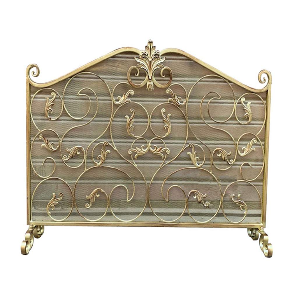 Fireplace Guard ABL Golden Single-panel Fireplace Screen, Iron Fireplace Spark Protection Net Decorative Fence, Baby Fire Safety Protection Device,
