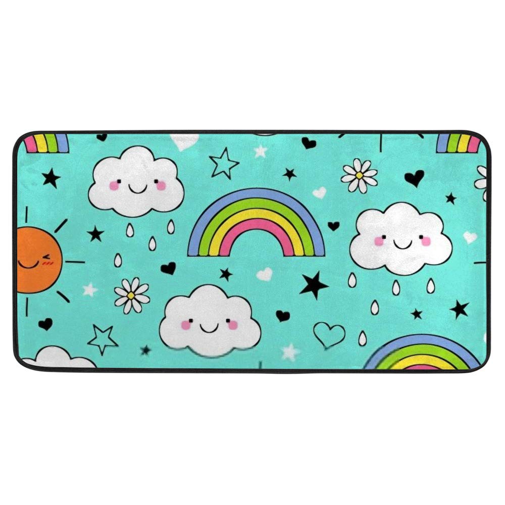 Tapis de cuisine antidérapant fleurs multicolore lavable 99x51cm