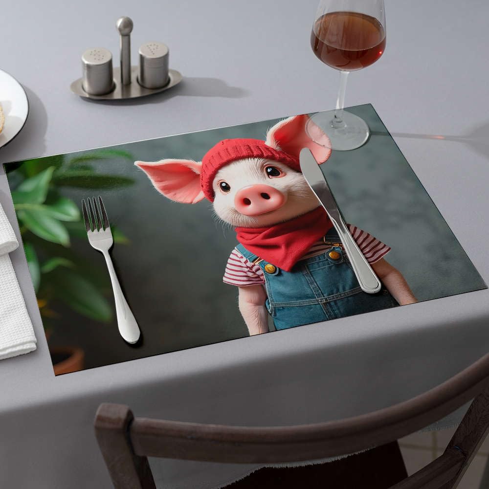 Lot de 6 sets de table fraise avec petit cochon rouge pour créer des souvenirs joyeux