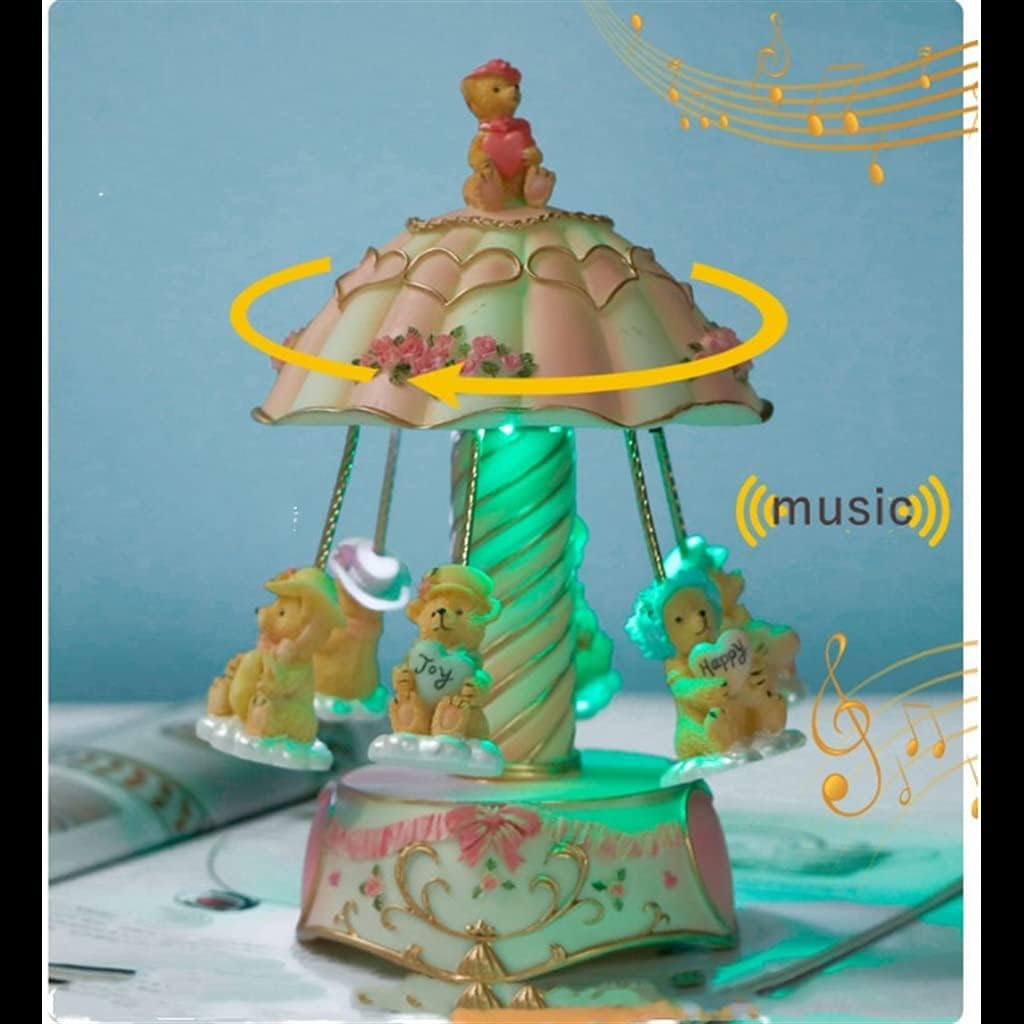 Carousel Music Box Colorful Lights Musical Gift Resinbedroom Home Decoration