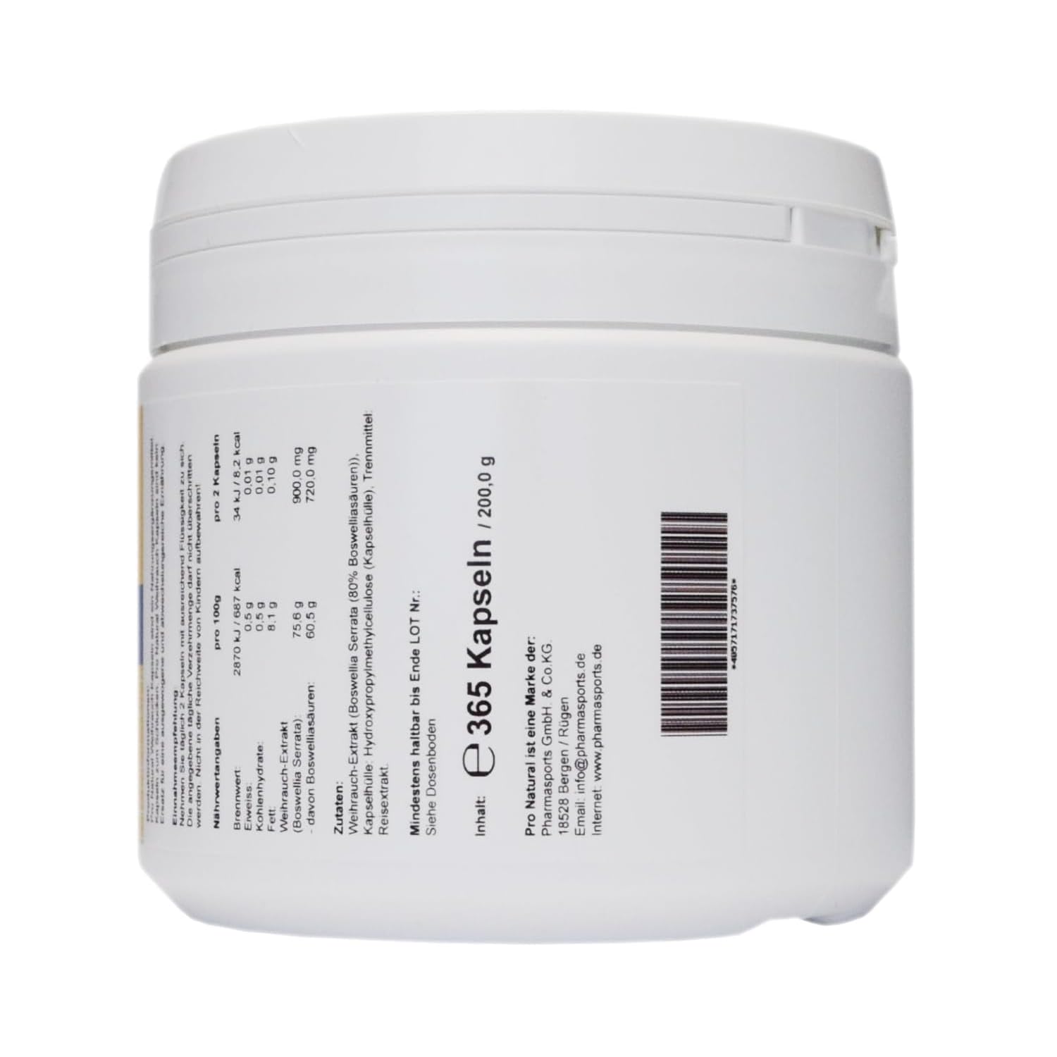 Weihrauch Kapseln hochdosiert 450mg - 365 Kapseln (vegetarisch), Boswellia von Pro Natural