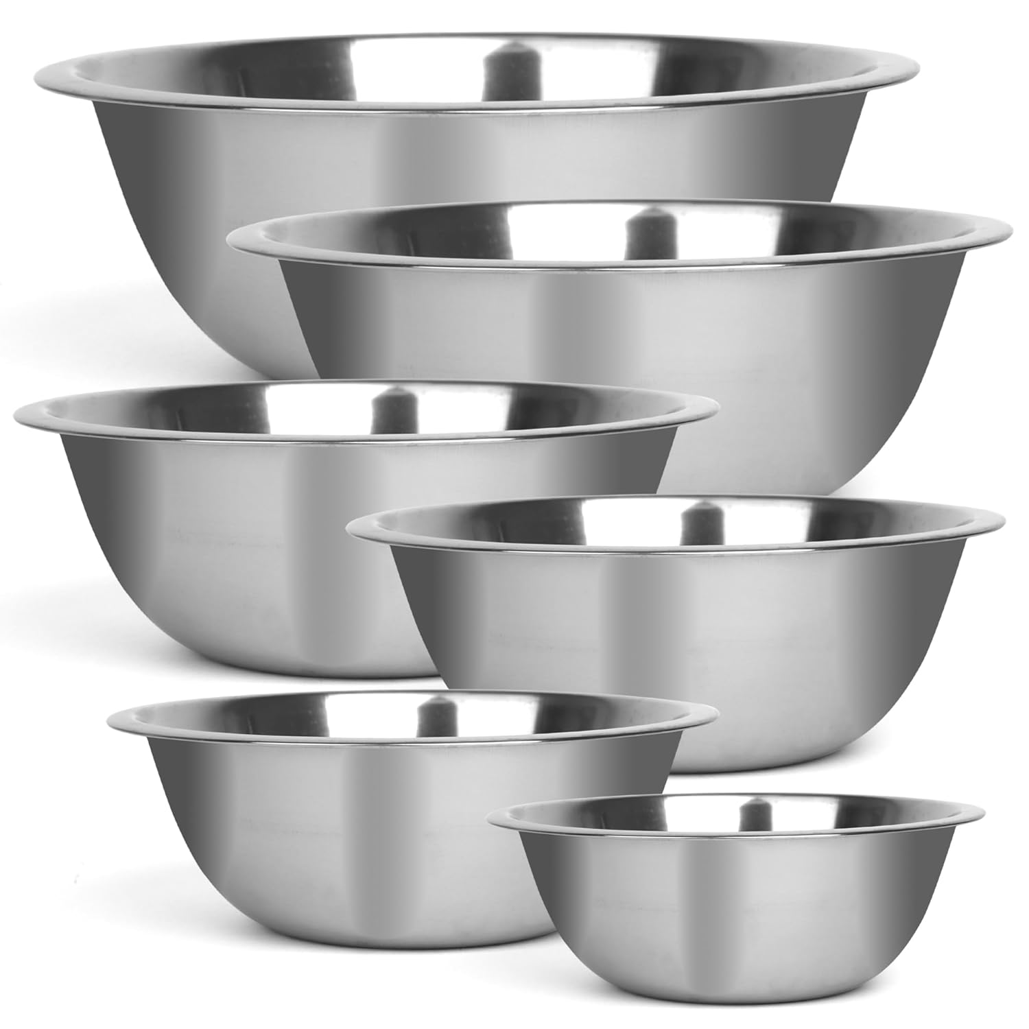 Culigrade Stainless Steel Mixing Bowls Set – 6-Piece Nesting Metal Mixing Bowls (0.75–8 Qt) – Durable, Rust-Resistant, Easy to Clean – for Baking, Cooking, Meal Prep & Serving