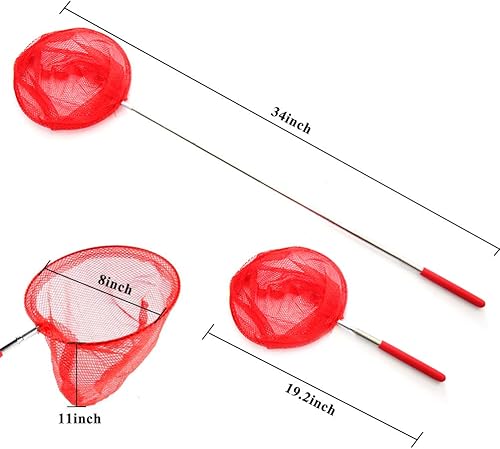 Miniatura 3 de Haploon Paquete de 14 redes telescópicas de mariposa de colores, red para atrapar insectos, juguete al aire libre para jugar, extensible de 19 a 34