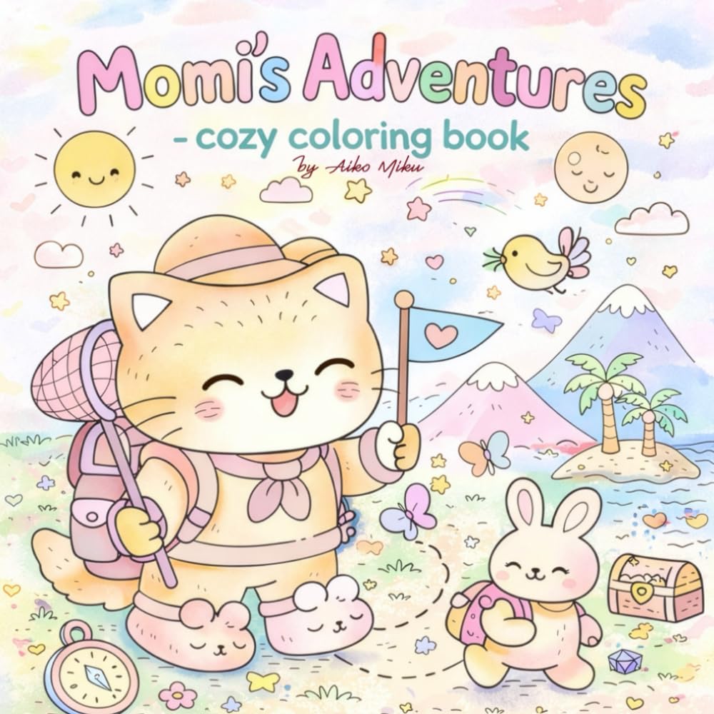 Momi's Adventures - cozy coloring book: Das süße Katzen Malbuch für Kids, Teens & Erwachsene – Niedliche Kawaii Kätzchen zum Ausmalen, Entspannen und ... & cozy coloring Books for adults & teens)