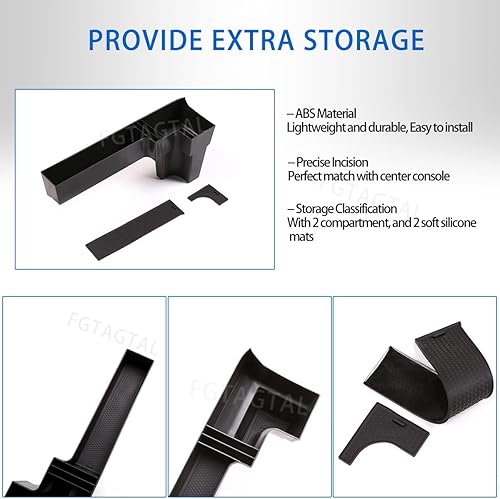 Miniatura 3 de Compatible con Toyota Land Cruiser Prado FJ150 150 2018-2019 Caja de almacenamiento de consola central de ABS, organizador de bandeja lateral de