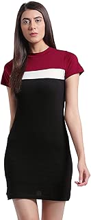 Rigo Maroon-Black/Orange-Navy Cotton Bodycon Dresses for Women