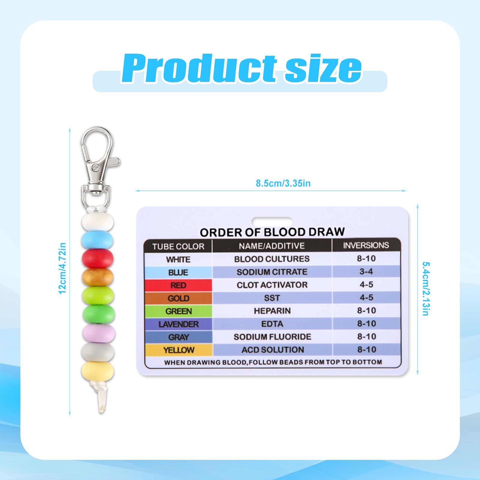 Youdaju 24 Pcs Phlebotomy Order Of Draw Kit - Beads, Reference Cards & Lanyards For Nurses & Students