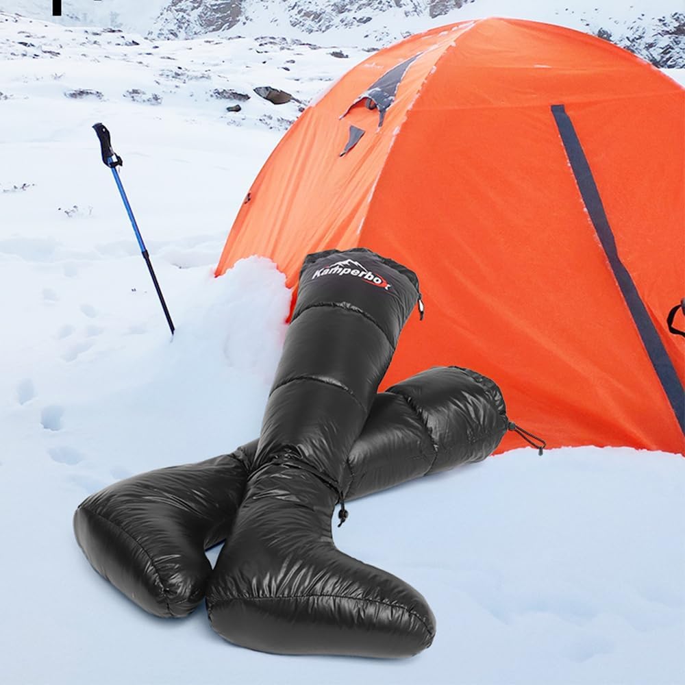 Down Camping Socks - Ultra Warm Down Booties for Sleeping Bags, Hiking & Winter Indoor Use, Waterproof 20D Nylon, Unisex Cold-Weather Boots