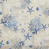 telas decorativas medellin ANCHO: 280 cm Kt KILOtela Tela por Metros Loneta Estampada, Decoración, Cojines, Tapizar, Ancho 280 cm, Largo a Elección de 50 en 50 cm  Fondo Marino Coral - Azul