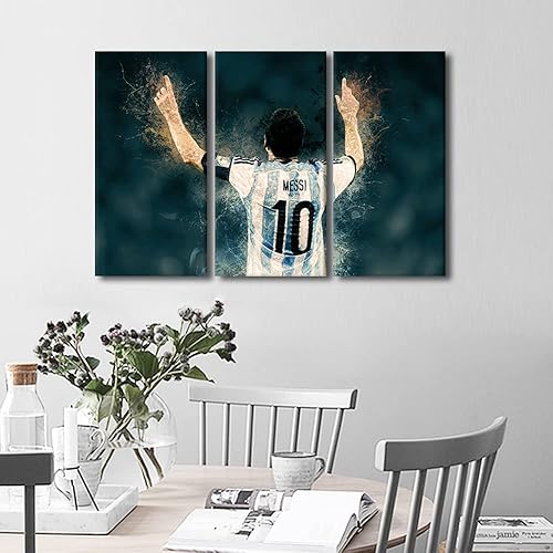 Miniatura 37 de TISHIRON 3 paneles CR7 Cristiano Ronaldo - Póster en lienzo para decoración de pared, pelota deportiva, casa moderna, para club, arena, sala