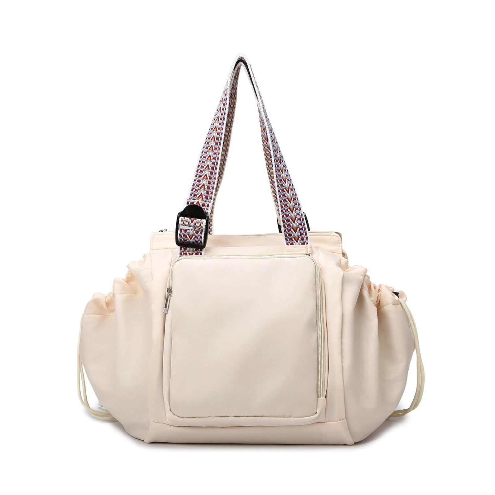 Borsone da Viaggio Pieghevole, Borsa da Viaggio Trasformabile Cradle Bag, Grande Capacità, Borsa Shopping Pieghevole in Nylon Leggera con 15 Tasche (Beige)