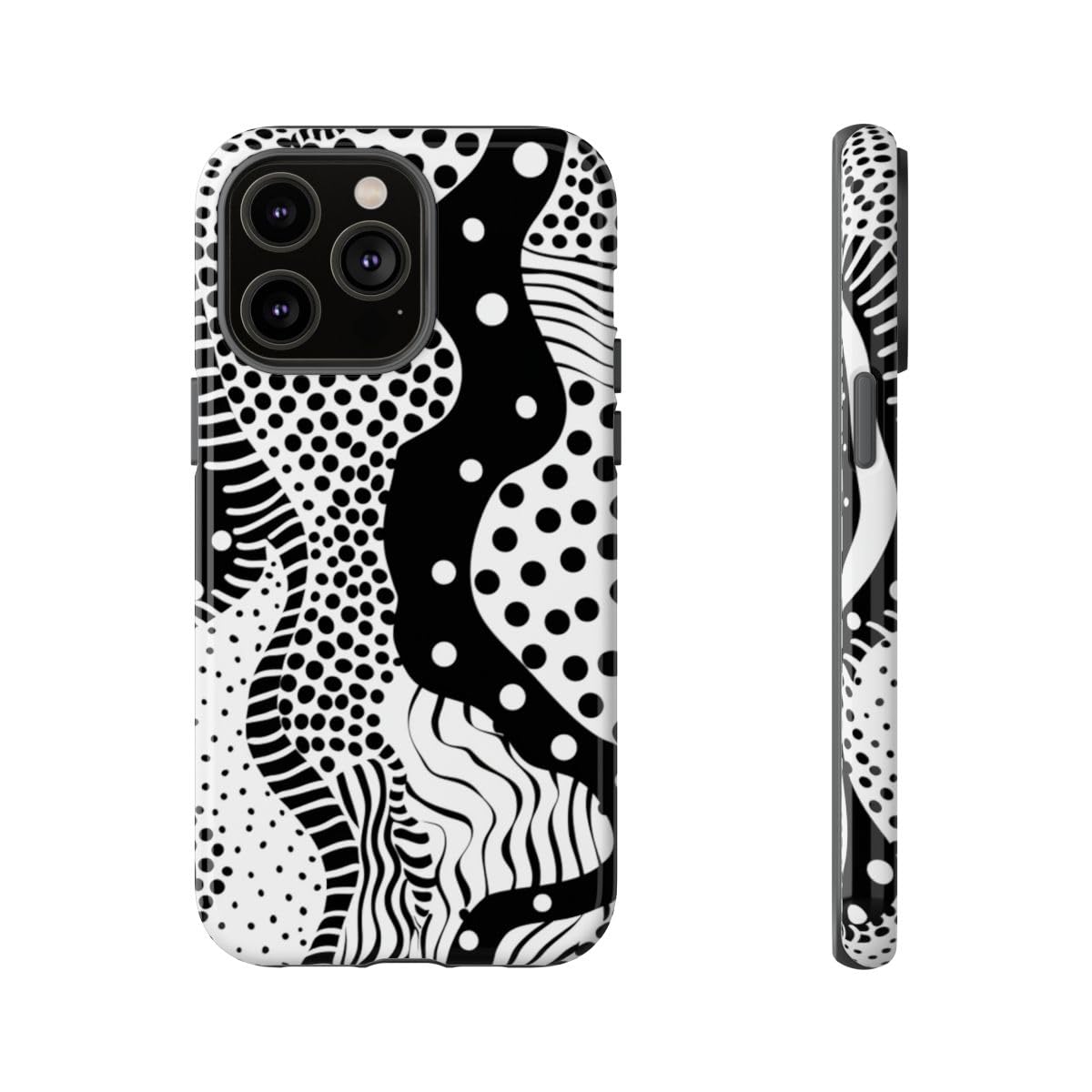 Coque iPhone 14 Pro Max rigide brillante noir et blanc