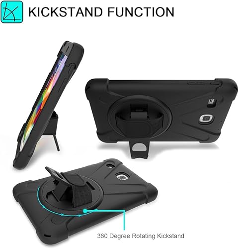 Miniatura 5 de TIMISAM Funda para Samsung Galaxy Tab E 80 resistente híbrida a prueba de golpes cubierta de protección integrada con soporte y correa de mano para