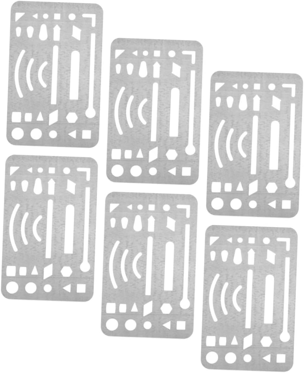 SEWACC 6Pcs Stainless Steel Erasing Shield Template for Artists and Designers Letter Eraser Shield Drawing Drafting Tool Portable and Reusable Craft Stencils