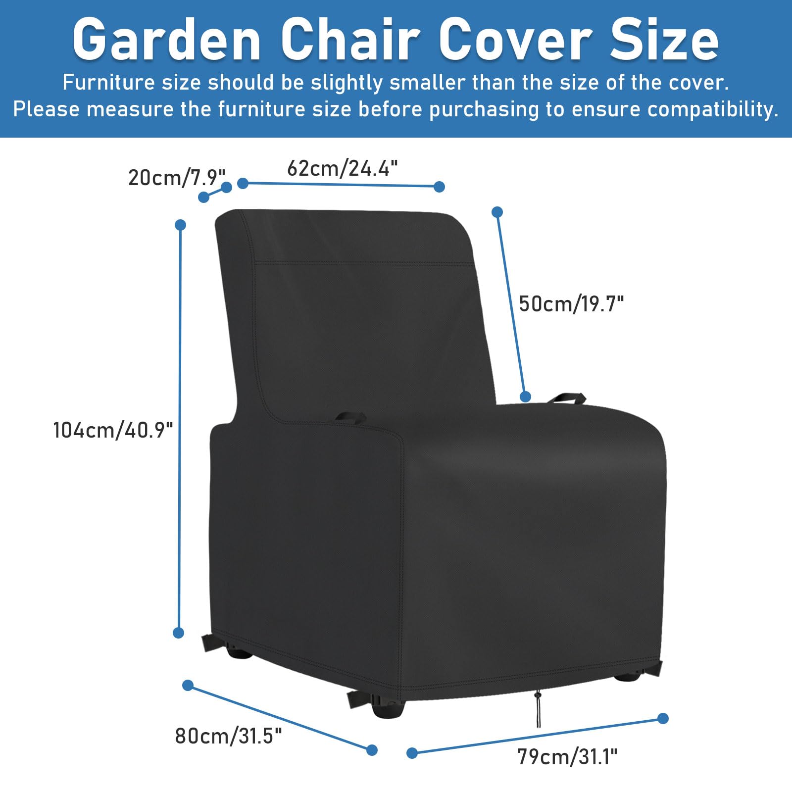 Iptienda Garden Chair Covers 2 Packs, Outdoor Patio Chair Cover Waterproof with Buckles - Image 2