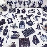 50 PCS Gothic Witchcraft Clear Scrapbook Stickers – Dark Aesthetic Witchy Ephemera Decals for Journaling, Spell Books, Bullet Journals, Grimoire, Gothic Decor, Witch Vintage Collage Supplies
